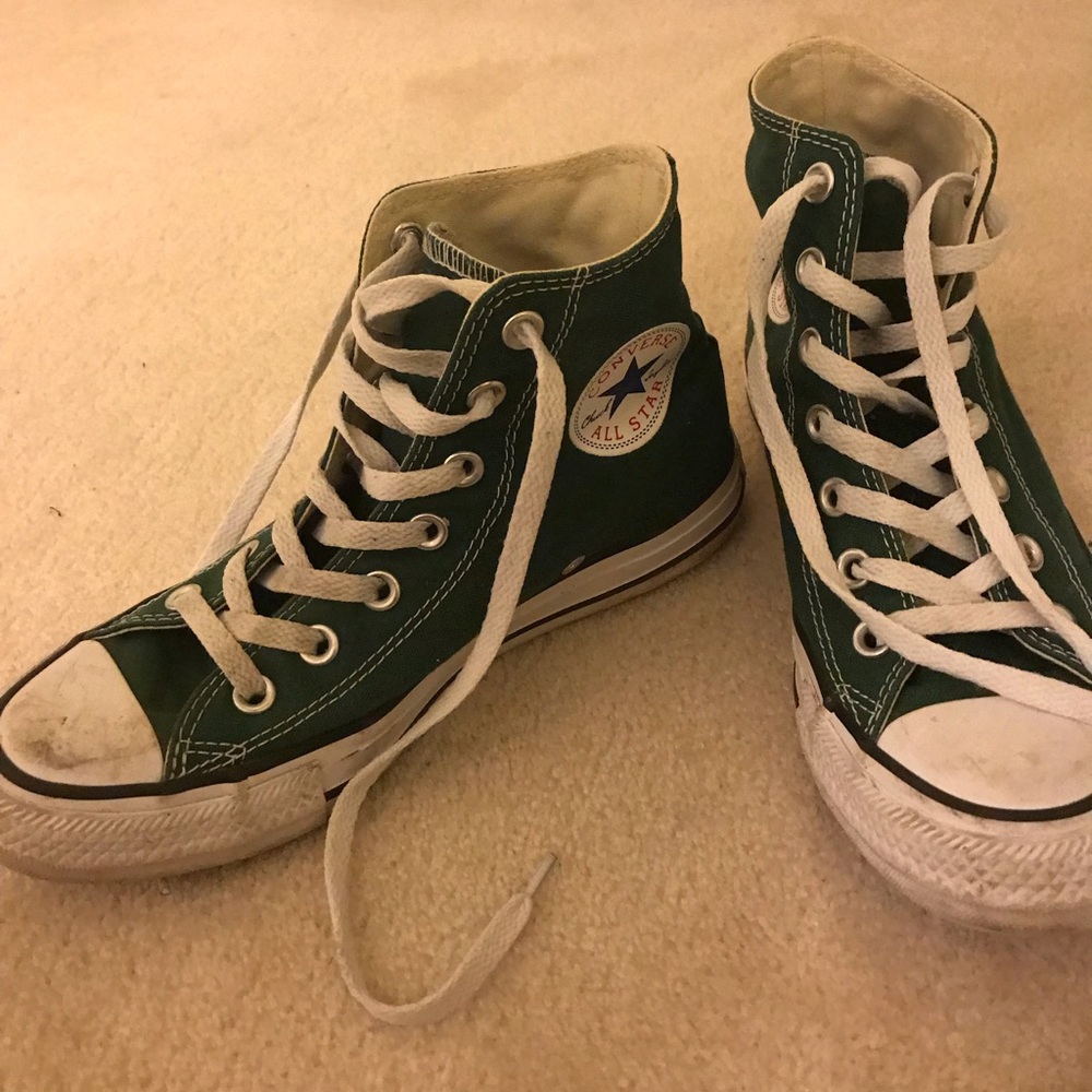 Dark green high top converse